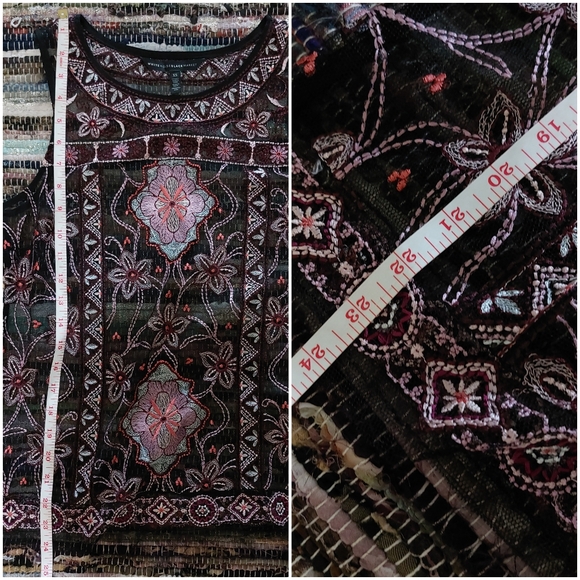 White House Black Market Floral Embroidered Sheer Mesh Elegant Tank Top Blouse - Picture 13 of 16